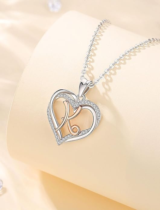 INFUSEU Unique Initial Necklaces for Women Girls Small Heart Letter Jewelry, Meaningful Personalized Gifts