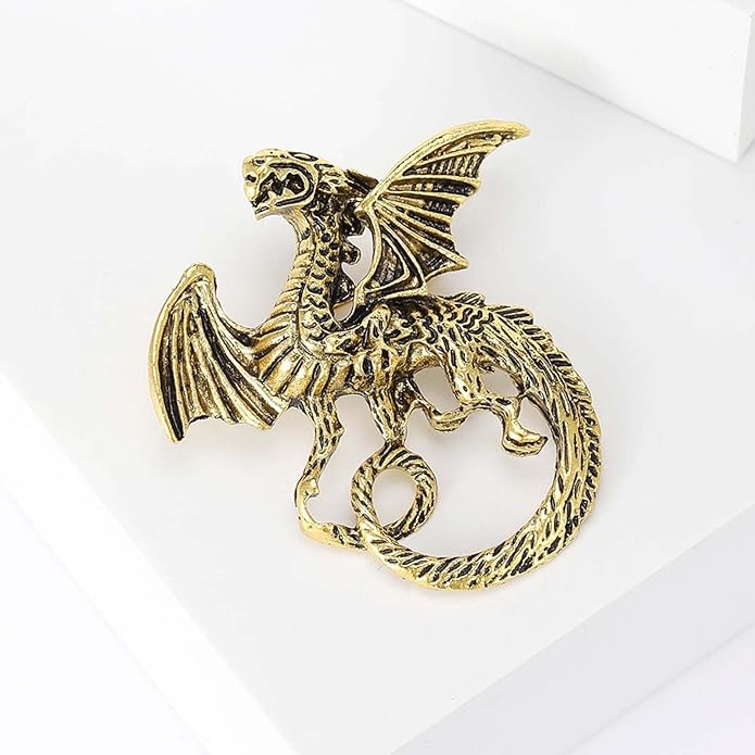 HETICA Vintage Animal Dragon Skull Wolf Crown Lion Brooch for Men Women Suit Tie Dress Lapel Pin Fashion Jewelry