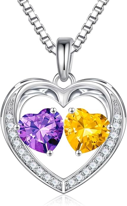 Iefil Christmas Gifts for Women Wife - 925 Sterling Silver Heart Birthstone Necklace, Anniversary Birthday Gifts for Women Wife Girlfriend Mom, Birthstone Jewelry Gift for Her