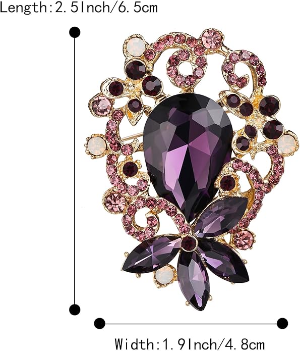 BriLove Elegant Crystal Teardrop Marquise Bouquet Brooch Pin for Women