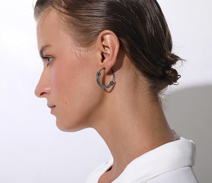 PROSTEEL 30/40/60/80/100mm Chunky Hoop Earrings For Women Gold Plated/Black Stainless Steel Hoops Earrings Statement Jewelry