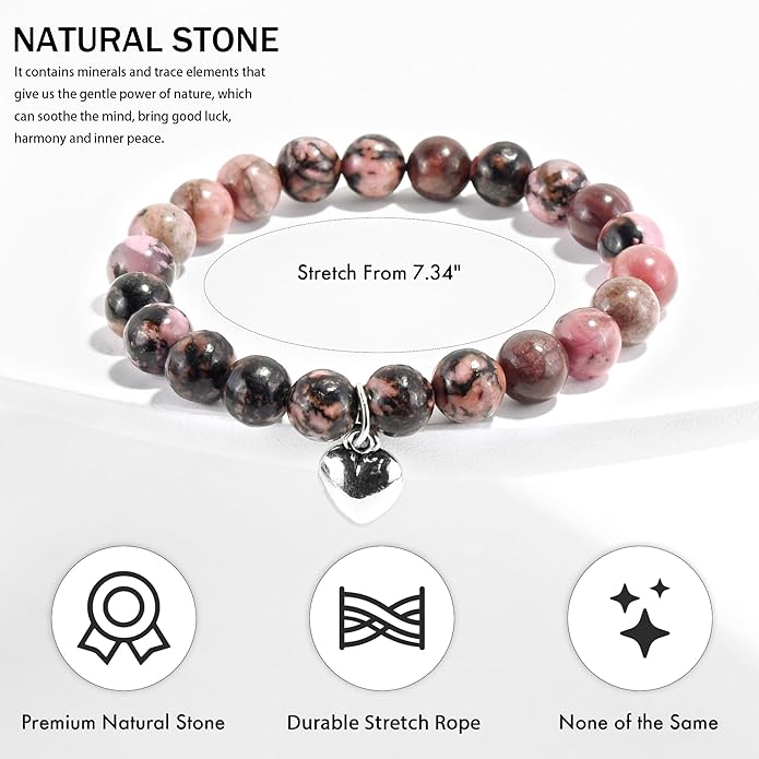 VIBILIA Cross Beaded Bracelets for Women, Inspirational Natural Heart Religious Bracelets for Women, Birthday Christian Gifts for Women on Thanksgiving Christmas Gifts