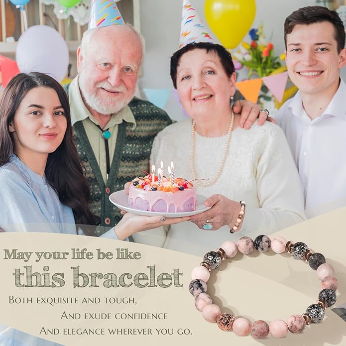 30th 40th 50th 60th 70th 80th Birthday Gifts for Women, Natural Stone Bracelet Birthday Gifts for Mom Daughter Grandma Sister Friends Coworker