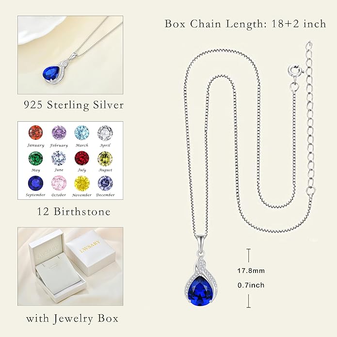 Infinity Teardrop Jewelry Set for Women Sapphire Necklace & Earrings September Birthstone Jewelry