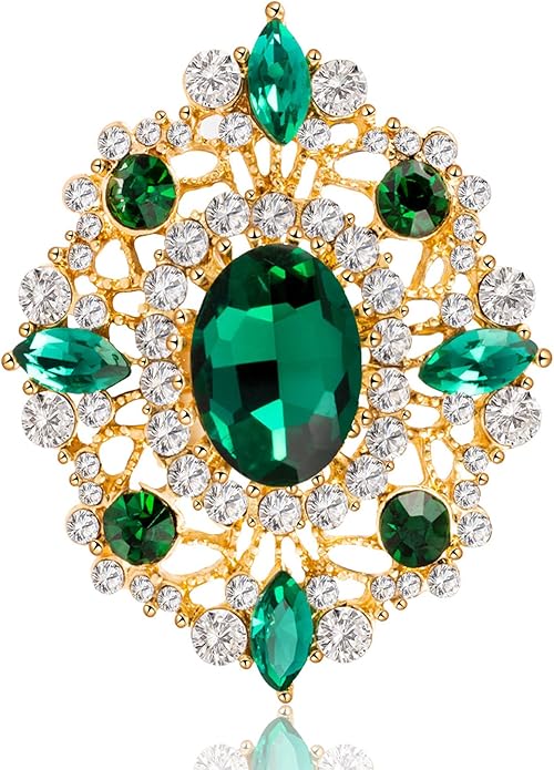 LAXPICOL Vintage Clear Austrian Crystal Brooch Pin for Women Elegant Wedding Bridal Brooches Broach Pin 1.69"*1.39"