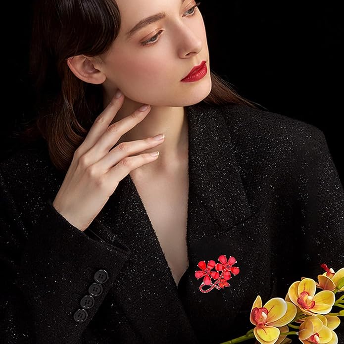 UNVAK Rhinestone Flower Brooch - Crystal Flower Pin for Women - Valentine's Day & Mother's Day Gift