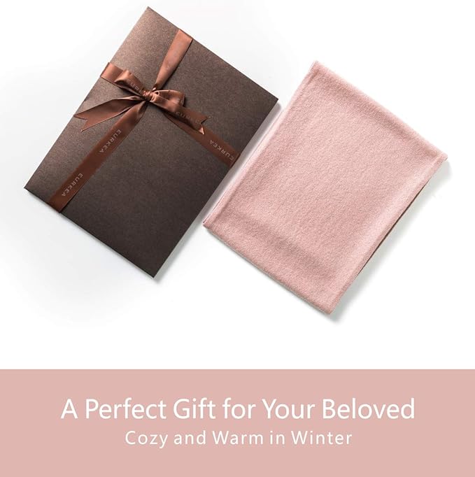 EURKEA 100% Cashmere Winter Scarf in Solid Colors with Gift Box for Women, Warm & Soft & Lightweight, Gift Ready