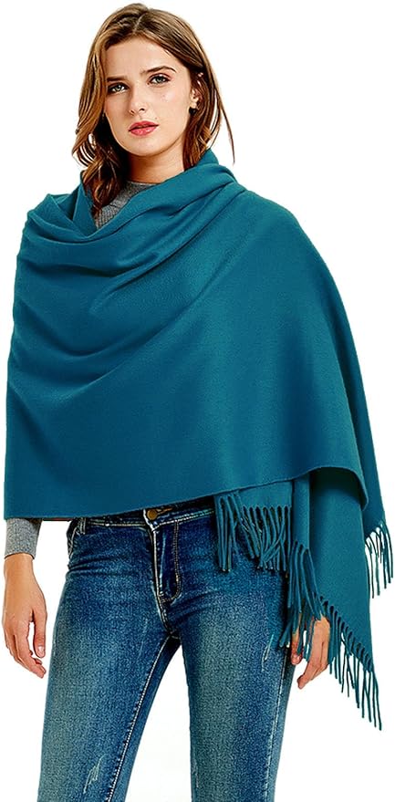 Novawo Wool Shawl Large Thick Pashmina Travel Blanket Scarf Winter Wraps for Women