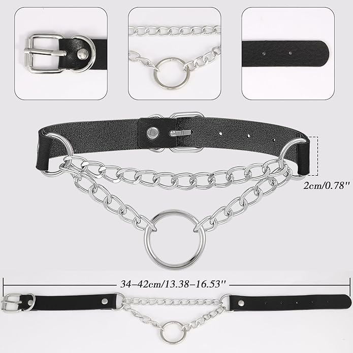 MILAKOO PU Leather Punk Choker Necklaces Circle/Heart Charm Adjustable Collar Necklace for Women