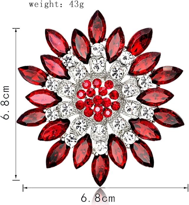 Rhinestone Flower Brooch for Women Sparkling Crystal Sunflower Brooch Pin Trendy Large Big Flower Brooch Elegant Clothing Hat Bag Accessories Christmas Birthday Party Wedding Costume Jewelry