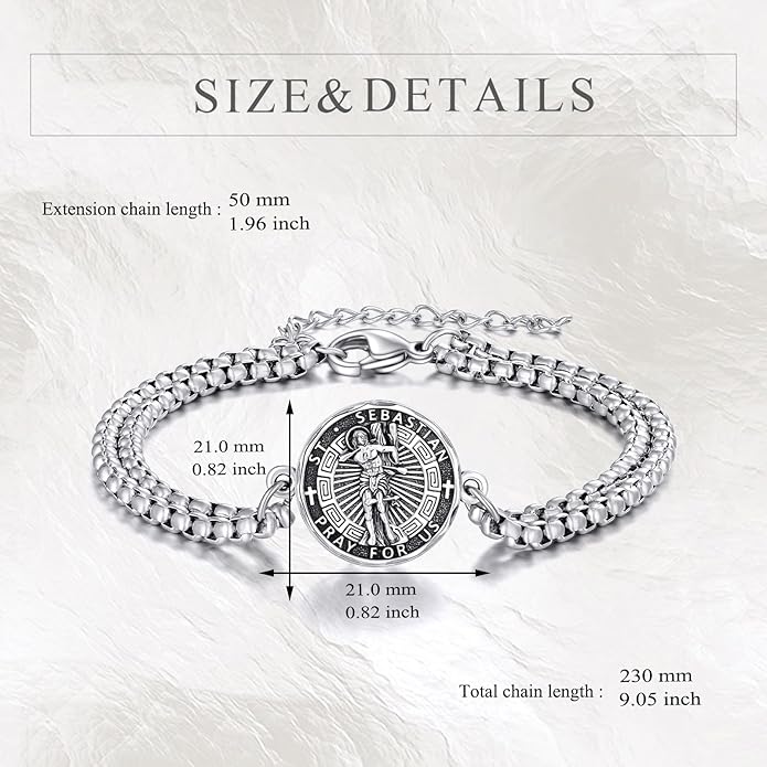 YFN Patron Saint Bracelet Sterling Silver Religious Protector Bracelet Jewelry Gift for Women Men