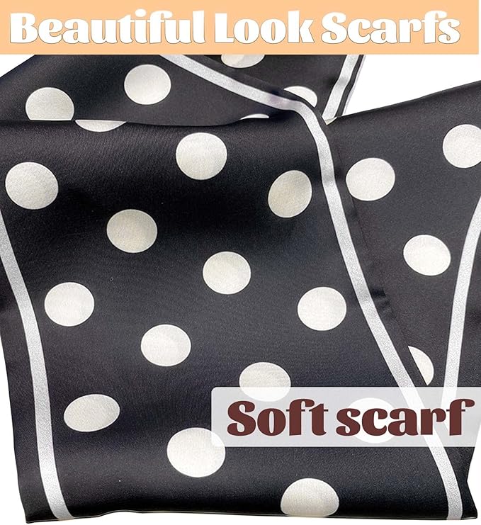 kcctoo 59" Mulberry Silk Like Head Scarf Women's Fashion Square Neck Satin Scarfs for Bag Hair Scarves Gift 59 * 5.9”