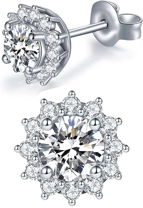 IMOLOVE Moissanite Stud Earrings for Women in Sterling Silver Hypoallergenic 1-3CT D Color Round Cut Moissante Earrings