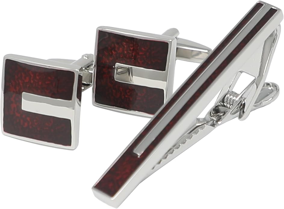 MENDEPOT Cufflinks And Tie Clip Set Men Wedding Accessory Gift Father's Day Birthday Cuff Links Tie Bar