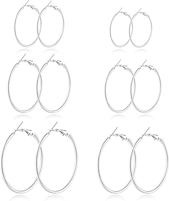 6 Pairs Gold and Silver Plated Hoop Earrings Set for Women – Trendy Silver and Gold Huggie Hoops, Big Silver and Gold Earrings, Chunky Jewelry for Multiple Piercings, Fashion Gift Pack, Stylish Silver Jewelry for Everyday Wear