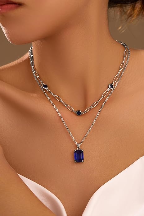 Gold Layered Pendant Necklaces for Women 14k Gold Plated Crystal Choker Necklace Paperclip Rhinestone Necklace Party Prom Jewelry