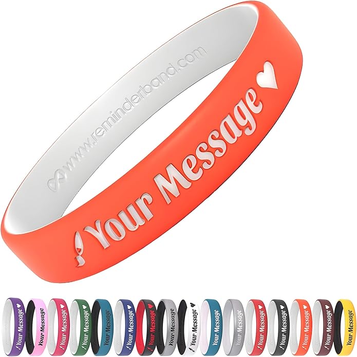 Reminderband Custom 100% Silicone Luxe Wristbands – Personalized Motivational Bracelets, Bulk Rubber Bands for Events, Fundraisers, Awareness, Gifts - Hypoallergenic Bands