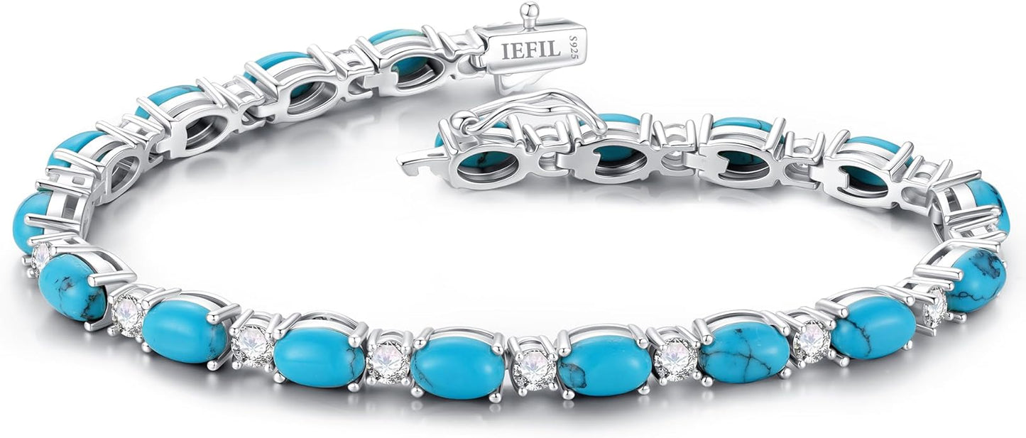 Iefil Tennis Bracelets for Women - 925 Sterling Silver Birthstone Bracelet, Anniversary Birthday Gifts for Women, Jewelry Gifts for Woman Her, 6.5"-7"