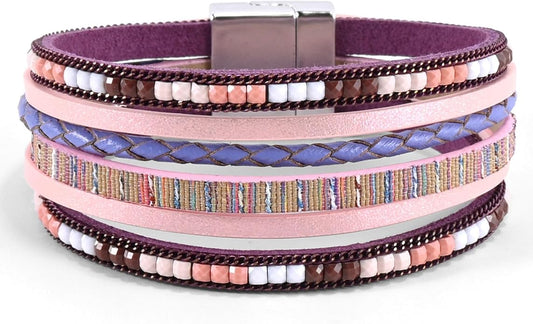 VIBILIA Boho Leather Wrap Bracelets for Women Multi-Layer Bracelets with Strong Clasp Jewelry for Women