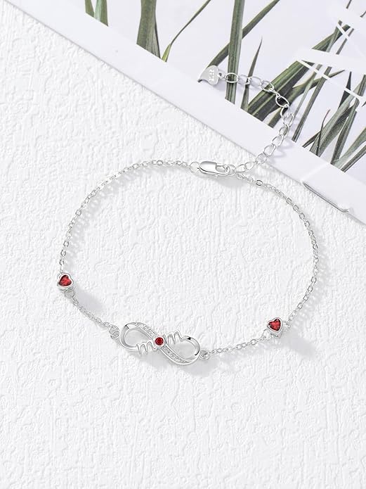 Dorunmo Infinity Bracelet Mom Bracelet 925 Sterling Silver 14K Gold Plated Infinity Heart Anklet for Women Christmas Jewelry Gifts for Wife Mom Daughter