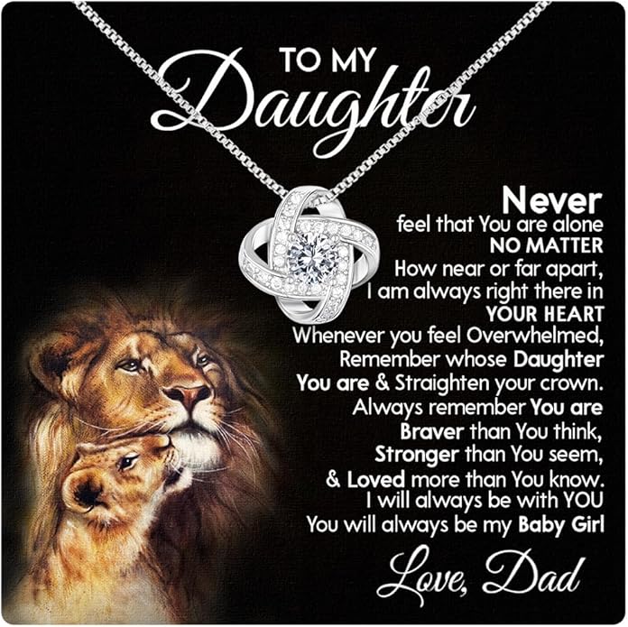 Larvincy To My Daughter Necklace From Dad With Heartfelt Message & Elegant Box, Gifts For Daughter From Father, Beautiful Jewelry Gift From Love Daddy On Graduation, Birthday, Wedding, Christmas