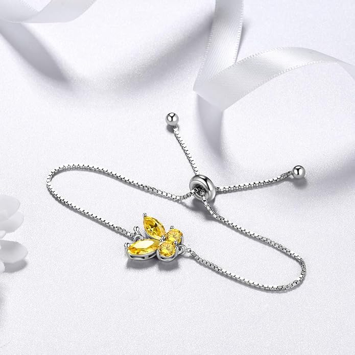 Aurora Tears Butterfly Jewelry,Women 925 Sterling Silver Butterflies Birthstone Pendant Necklace/Earrings/Rings Wedding Gift