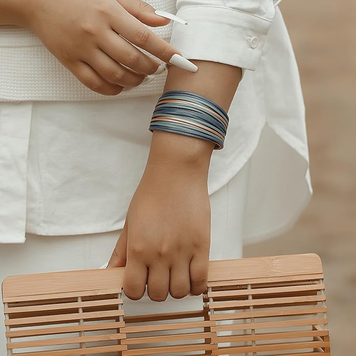 FANCY SHINY Boho Leather Wrap Bracelet Stackable Layered Bangle Cuff with Magnetic Clasp