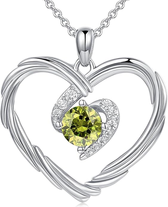 G&GEMSJEW 18K Gold Heart Birthstone Necklaces for Women, S925 Sterling Silver Jewelry Birthday Gifts for Women Wife Girlfriend Mom, Anniversary Christmas Valentines Gifts