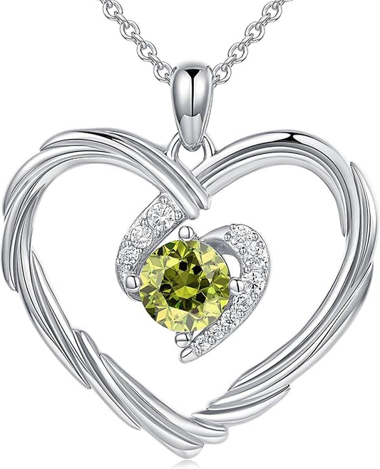 G&GEMSJEW 18K Gold Heart Birthstone Necklaces for Women, S925 Sterling Silver Jewelry Birthday Gifts for Women Wife Girlfriend Mom, Anniversary Christmas Valentines Gifts