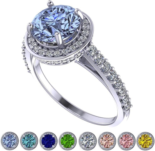 NANA Jewels Sterling Silver Engagement Rings for Women - Choose Simulated Morganite, Citrine, Aquamarine & More