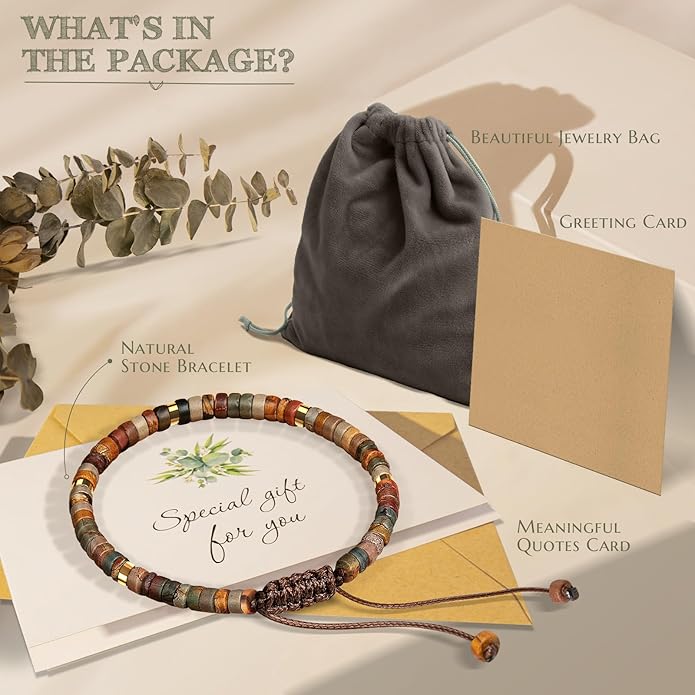 30th 40th 50th 60th 70th 80th Birthday Gifts for Women, Natural Stone Bracelet Birthday Gifts for Mom Daughter Grandma Sister Friends Coworker