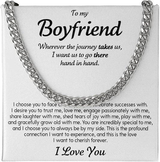 VIRAGIL To My Man Necklace Chain for Men, Silver Stainless Steel Chain Jewelry, Romantic Gift from Partner for Birthday Valentine or Everyday Wear with Meaning