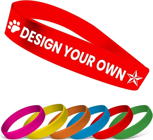 USMG Custom One Color Print Rubber Bracelets Silicone Wristbands - Add a Message - Personalized for Motivation, Events, Support, Fundraisers