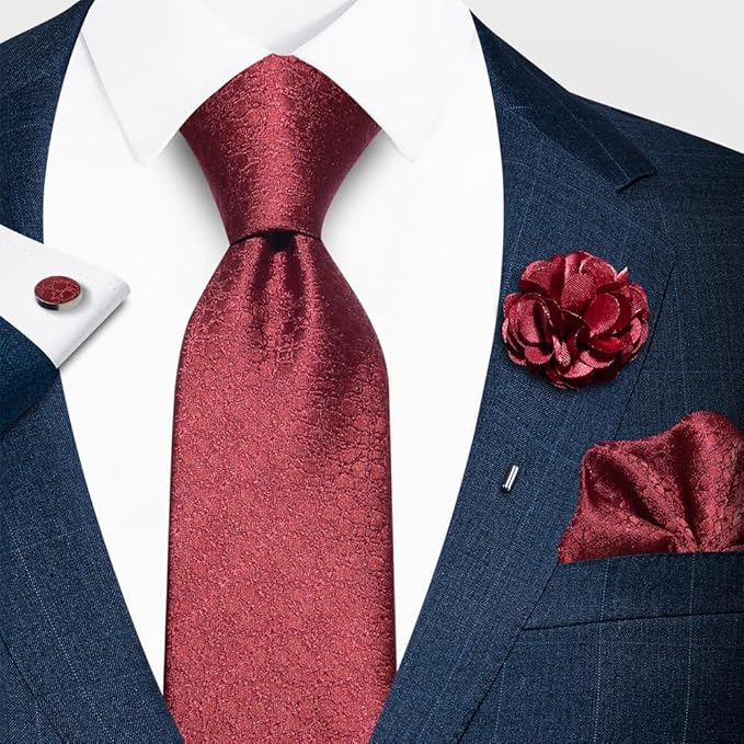 joy alice Ties Set Men Mixed Color Necktie Handkerchief Cufflinks Brooch 3.15 Formal