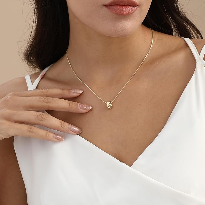 Bubble Gold Letter Necklace for Women, 14k Gold Plated Balloon Initial Necklace, Dainty Gold Necklace for Women, Personalized Bubble Pendant Name Necklace, Fashion Accessories Trendy Jewelry