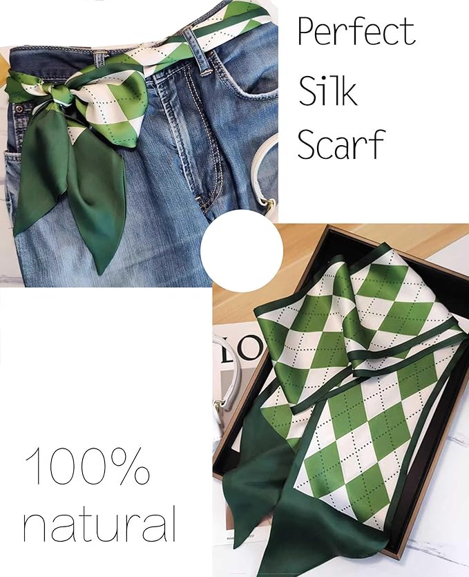 kcctoo 59" Mulberry Silk Like Head Scarf Women's Fashion Square Neck Satin Scarfs for Bag Hair Scarves Gift 59 * 5.9”
