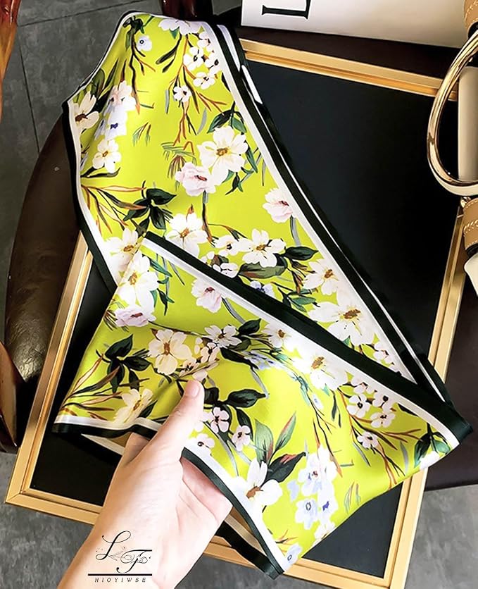 Hioyiwse Head Scarf Hair Neck Scarves For Women Purse Bag Scarfs For Handbags Silky Long Thin Satin Headscarf Fashion