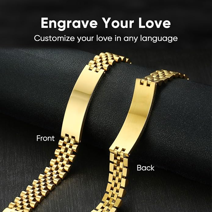 VNOX Masculine Watch Band Stainless Steel Link Bracelet Personalized Jewelry Gift for Men DAD Father Husband Boyfriend