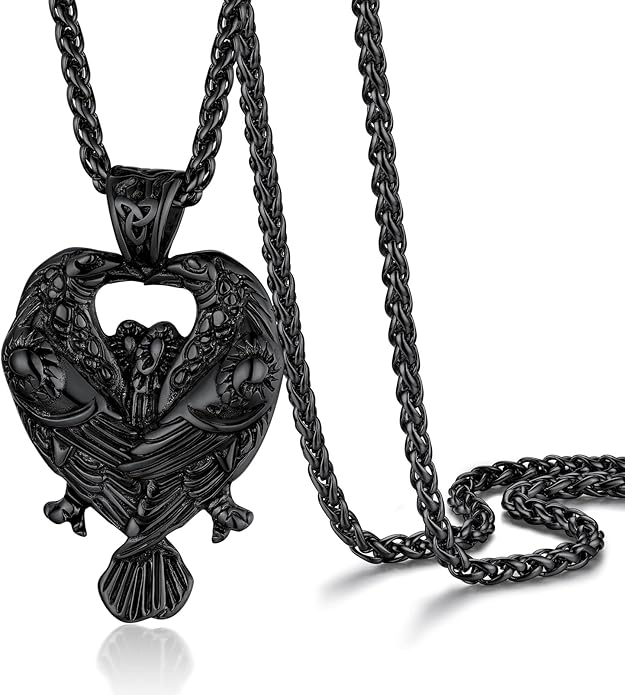 PROSTEEL Norse Viking Jewelry for Men Women, Vintage Thor Hammer/Thor Axe/Raven/Odin Necklace, 316L Stainless Steel Pendant Chain, Come with Box