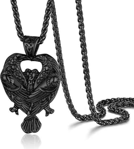 PROSTEEL Norse Viking Jewelry for Men Women, Vintage Thor Hammer/Thor Axe/Raven/Odin Necklace, 316L Stainless Steel Pendant Chain, Come with Box
