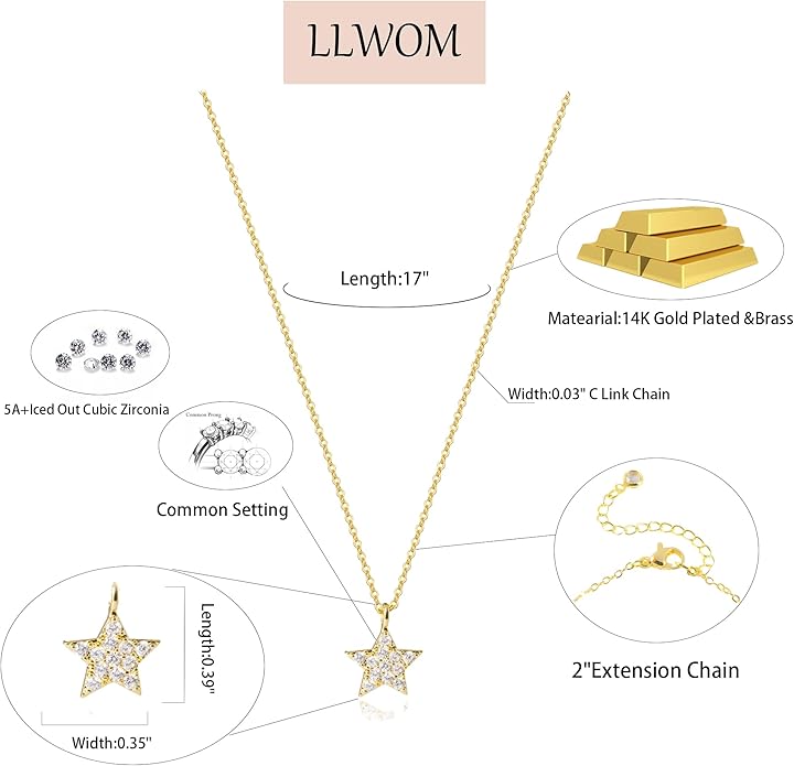 Gold Necklace for Women-14k Gold Plated Infinity Necklace Star Of David Necklace Evil Eye Cross Pendants Heart Dainty Gold Necklace For Women