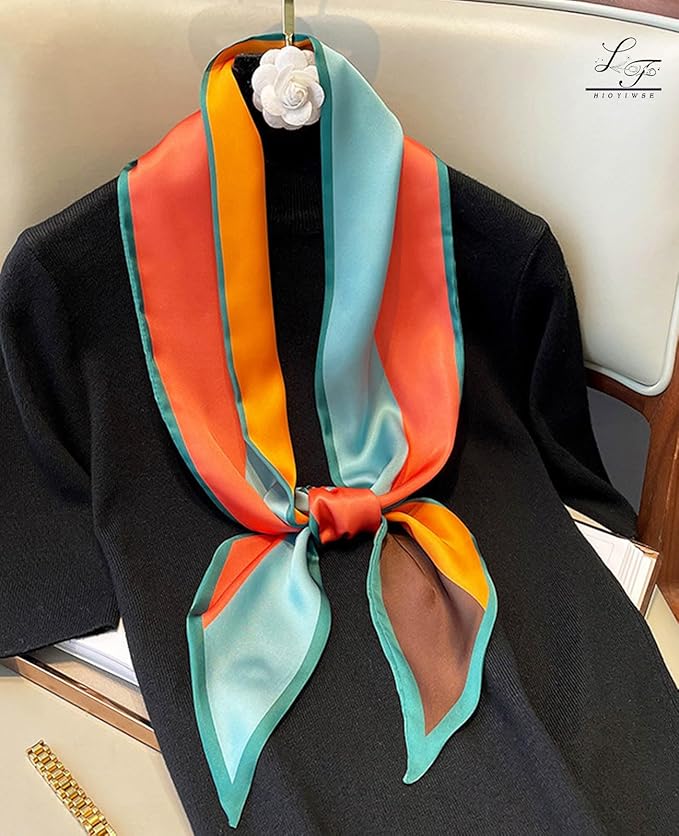 Hioyiwse Head Scarf Hair Neck Scarves For Women Purse Bag Scarfs For Handbags Silky Long Thin Satin Headscarf Fashion