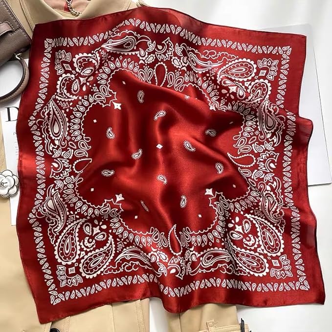 ANDANTINO 100% Mulberry Silk Scarf -21” Lightweight Square Neckerchief – Breathable Digital Printed Scarves with Gift Packed