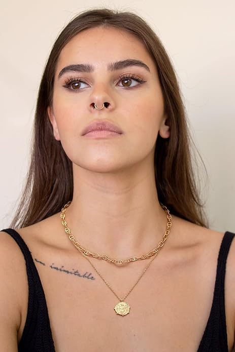 Aobei Pearl 18K Gold Plated Paperclip Chain Choker Satellite Chain Freshwater Cultured Biwa Pearl Pendant Necklace Dainty Jewelry for Women