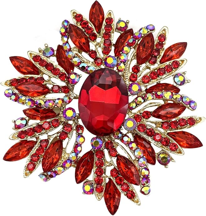 YOQUCOL Sunflower Shape Crystal Big Large Heavy Brooch Pin Rhinestone Scarf Decoration Corsage Cloth Pin for Women Girls