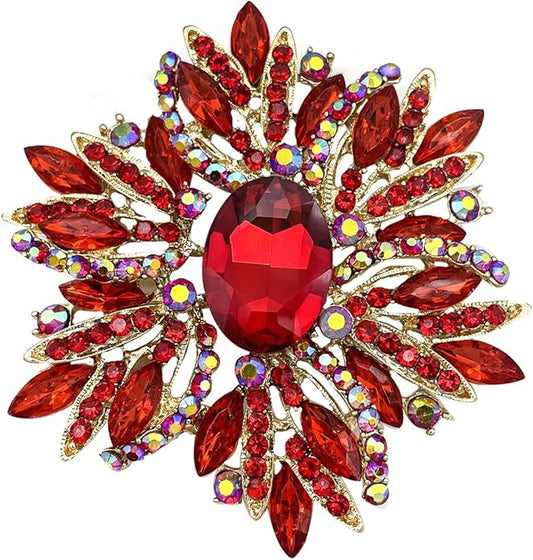 YOQUCOL Sunflower Shape Crystal Big Large Heavy Brooch Pin Rhinestone Scarf Decoration Corsage Cloth Pin for Women Girls