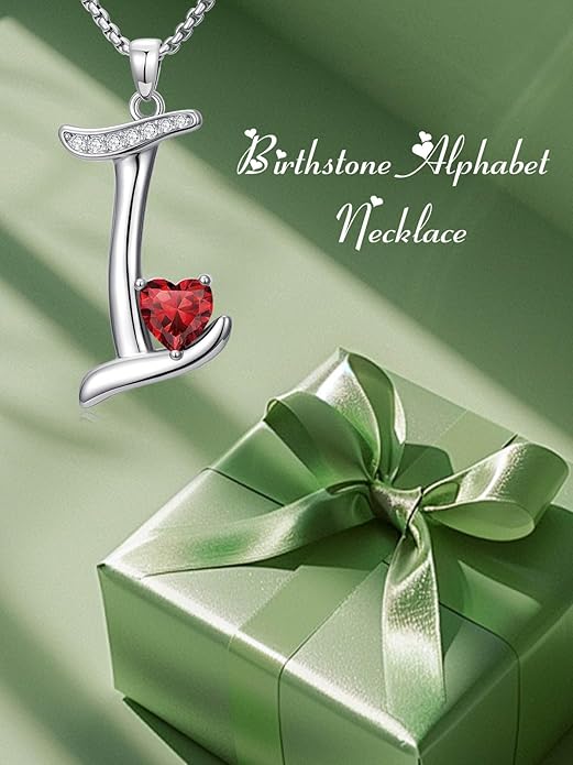 Christmas Gifts for Women Alphabet A to Z Initial Birthstone Pendant Necklaces for Women - 18k White Gold Plated Personalized Name Jewelry Valentine Mothers Day Birthday Gifts for Women Her Girlfriend