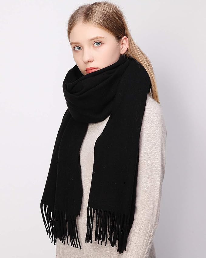 RIIQIICHY 100% Wool Scarf Pashmina Shawls and Wraps for Women Cashmere Warm Winter More Thicker Soft Scarves