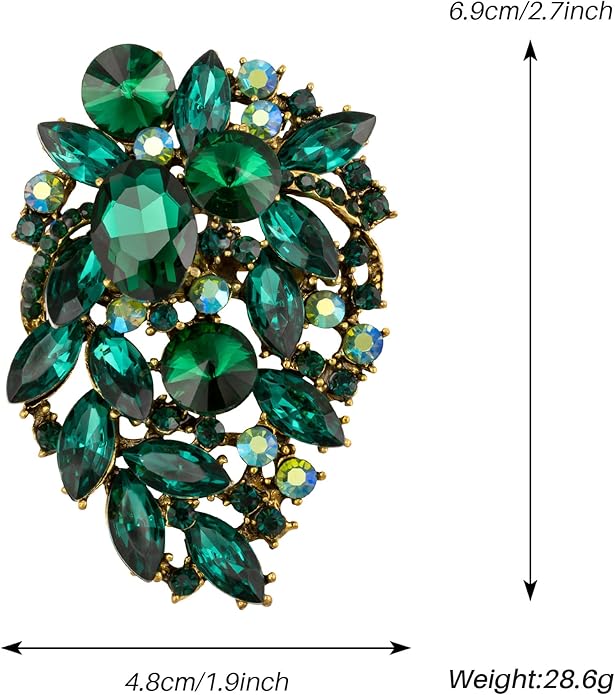 SELOVO Rhinestone Statement Brooch Pin Flower Dress Accessory