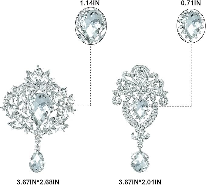Yhsheen Rhinestone Brooches Crystal Brooch Pins, Pearl Crystal Wedding Bouquet kit Set